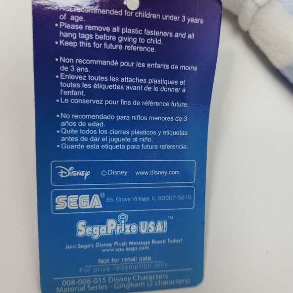 Disney Mickey Mouse Plush Toy Gingham Sega Series 1 Pie Eye Blue Check - Picture 5 of 8